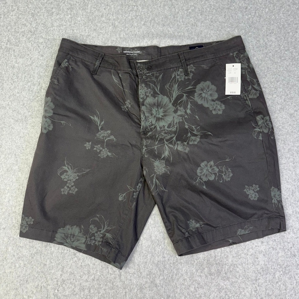 AG Adriano Goldschmied Wanderer Slim Shorts Men's 40 Gray Botanical Floral Chino